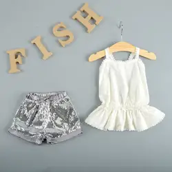 Комплекты детской одежды Новинка 2019 года, летняя одежда для малышей Милая одежда для слинга, комплекты одежды для девочек + шорты с