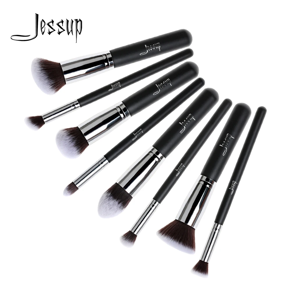 Jessup 8 шт. макияж кисти набор синтетических волос brochas maquillaje Кабуки основа контур
