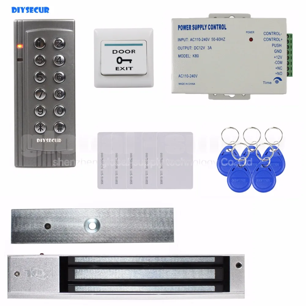 

DIYSECUR DIY RFID 125KHz Reader Password Keypad Access Control System Security Kit + Electric Magnetic Door Lock K4