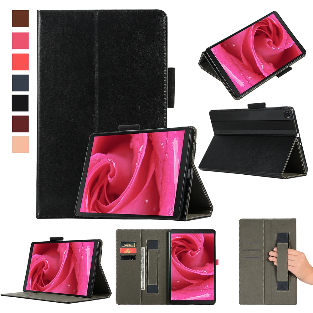 

Case for Samsung Galaxy Tab A 10.1 inch 2019 SM-T510 T515 T510 Retro Leather Folio Case with Hand Belt Holder Tablet Stand Cover