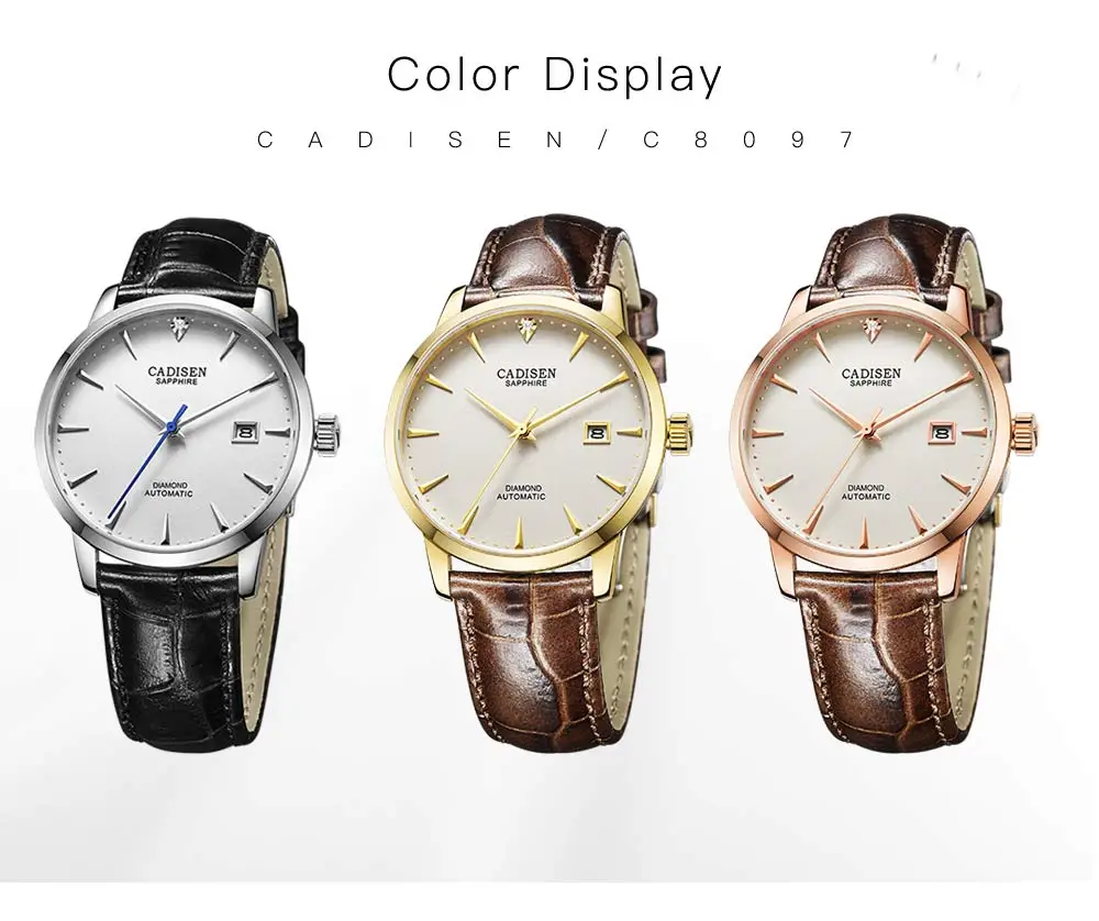 CADISEN мужские часы горячие наручные брендовые роскошные известные мужские часы автоматические часы с настоящими бриллиантами Часы Relogio Masculino