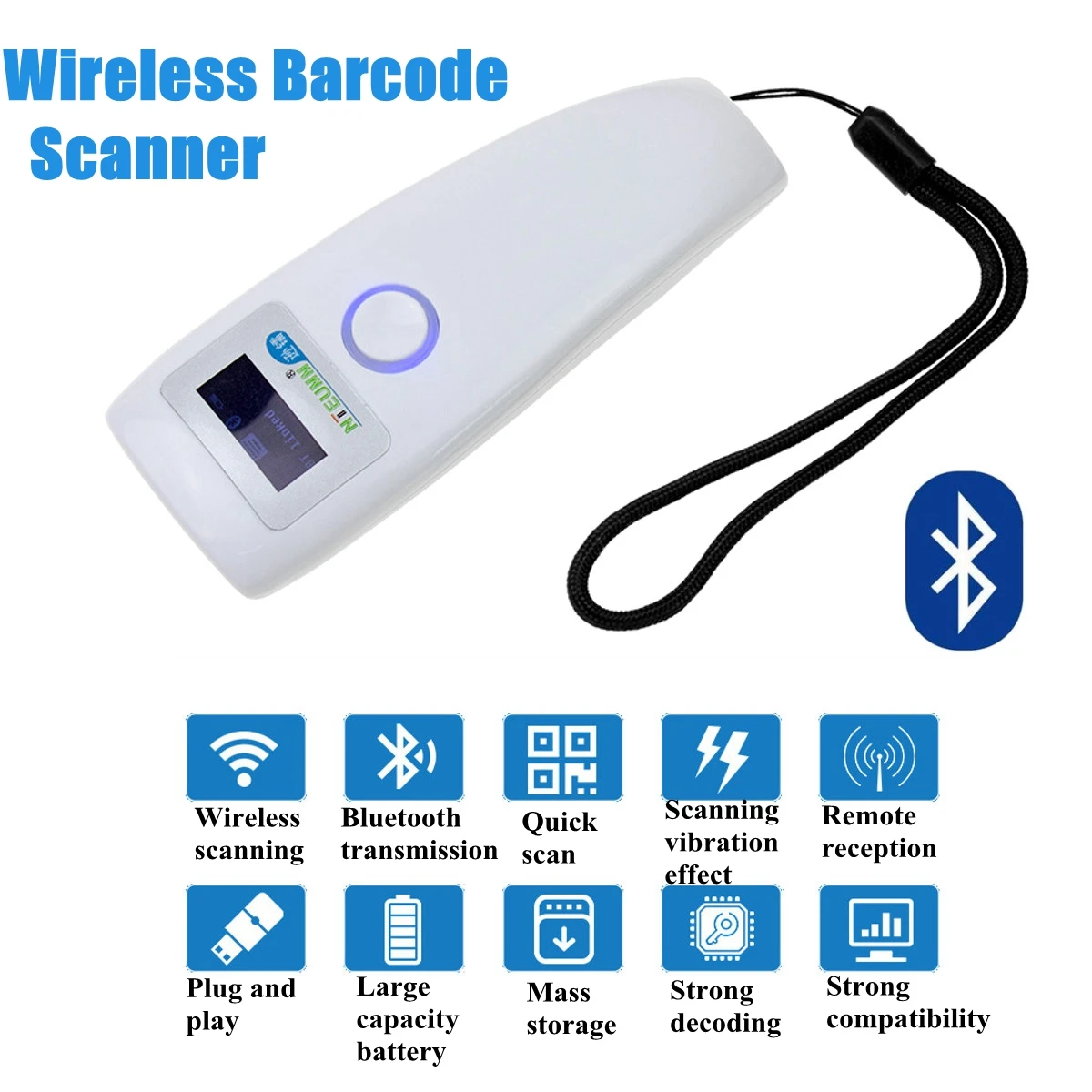 

NETUM Bluetooth Wireless Laser USB 1D 2D DDC Barcode Scanner Scan Label Reader POS Handheld