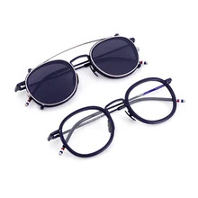 Ретро стимпанк Googles, Ретро стиль, фирма Tom, круглые очки, женские, мужские, на застежке, солнцезащитные очки, TB710, металлические, в стиле панк, солнцезащитные очки, мужские очки