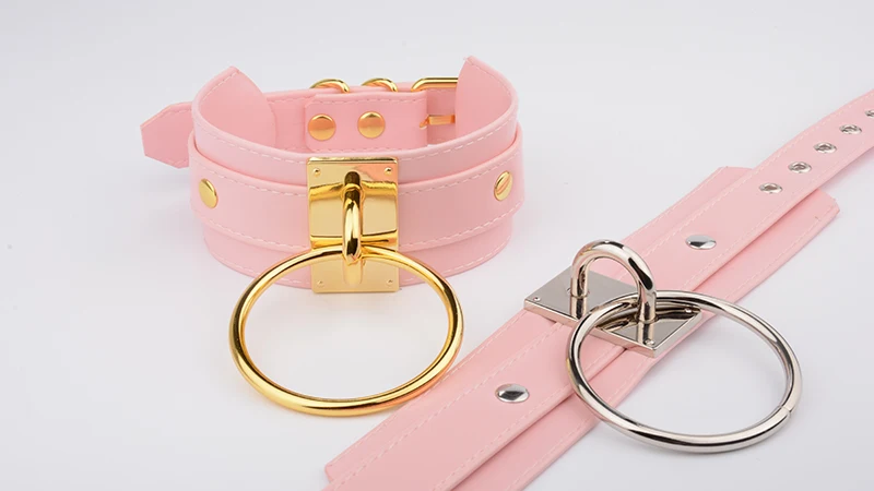 Pink Punk Pastel BDSM Gothic Leather Oversized Customized Handmade Choker 60mm Exaggerate Big Round  Collar Kawaii Cute Necklace 8