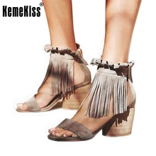 Femmes réel véritable en cuir cheville wrap sandales à talons hauts marque d’été mode chaussures gland chaussures à talons hauts taille 34-39 R08654