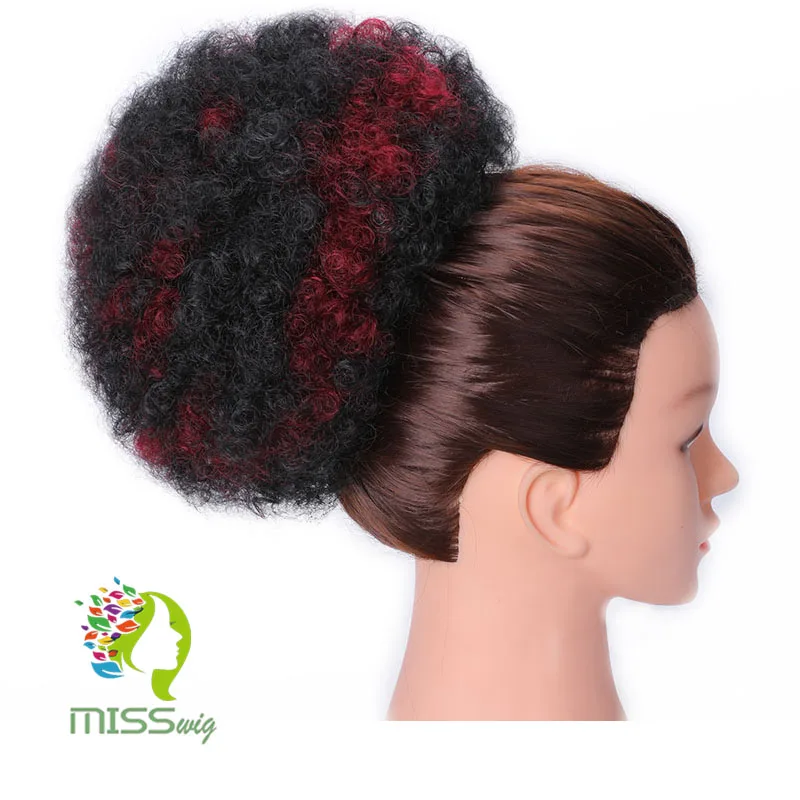 

MISS WIG Short Curly Ponytail Drawstring High Puff Clip In Hair Extenssions Synthetic African American Afro Hairstyle