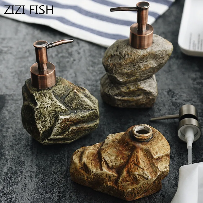 

Ceramic vintage stone shampoo bottle Hand Sanitizer Body Lotion Liquid soap dispenser Lotion bottle Portable Soap Dispensers