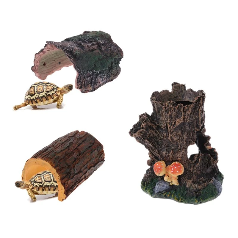 爬虫類ビバリウム隠しケーススネークヤモリドラゴンハーフログ隠しロックツリーホール Terrariums Aliexpress