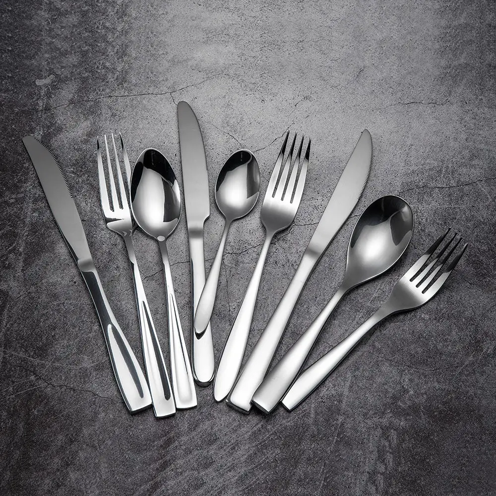 

16pcs Dinnerware Kitchen Stainless steel 304 Fork Tablespoon Knife Food Tableware Flatware Cutlery Set Square Edge