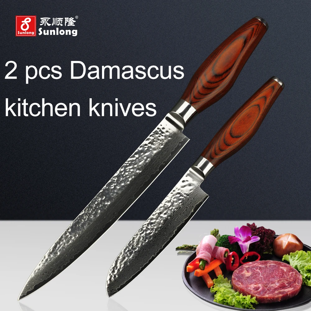 

Sunlong Damascus steel 2pcs sets suit 8 inch Filleting Kinves sashimi knife 5 inch chef knife Slicing Knives kitchen tool