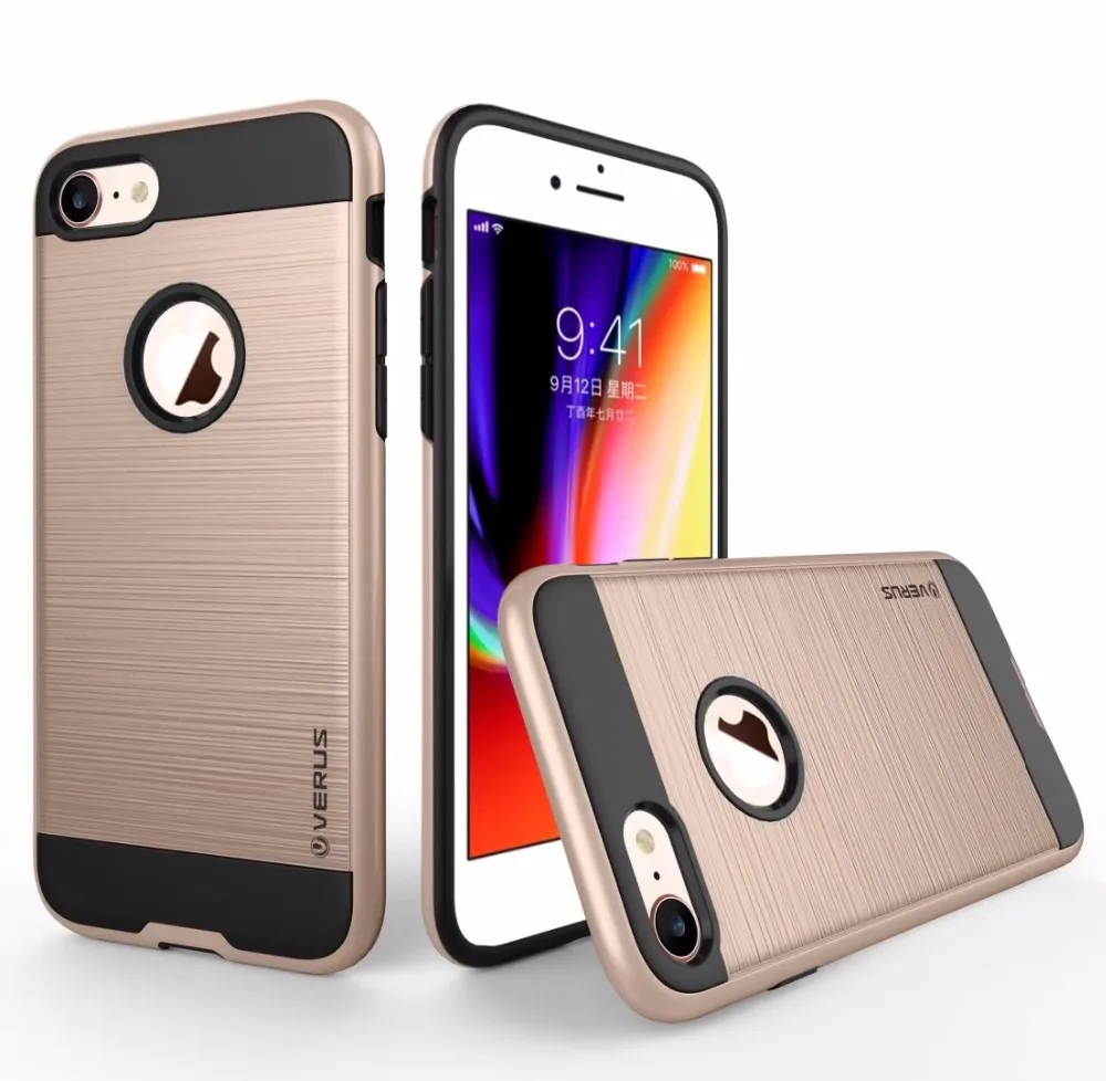 

Luxury Dual Hybrid Tough Brushed PC + Silicone Phone Hard Back Rugged Cover Cases Skin For iPhone 4S 5G 5S SE 6 6s Plus 7 Plus