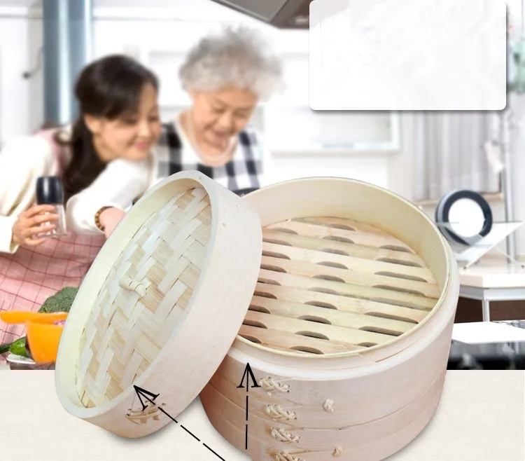 Прочный Cookware1 уровня бамбуковый пароход китайская кухонная посуда рыба рис решетка для варки корзина рис паста Плита набор с крышкой кухонная посуда
