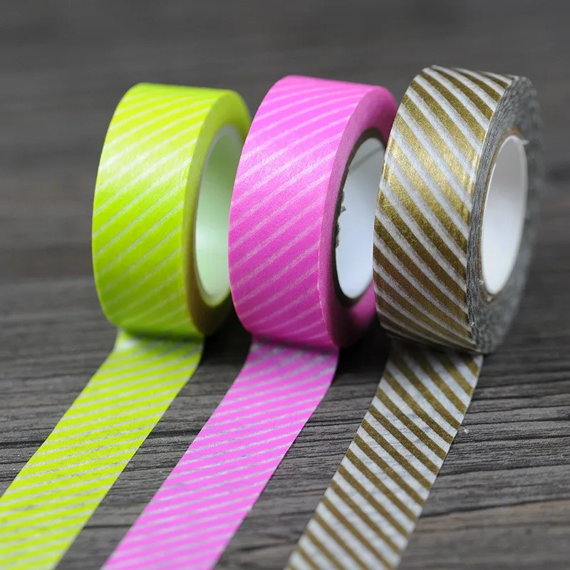 3 дизайна (принимаем выбор) японская Васи декоративная клейкая лента многоцветный саржевая полоса шаблон DIY маскирующая бумажная лента