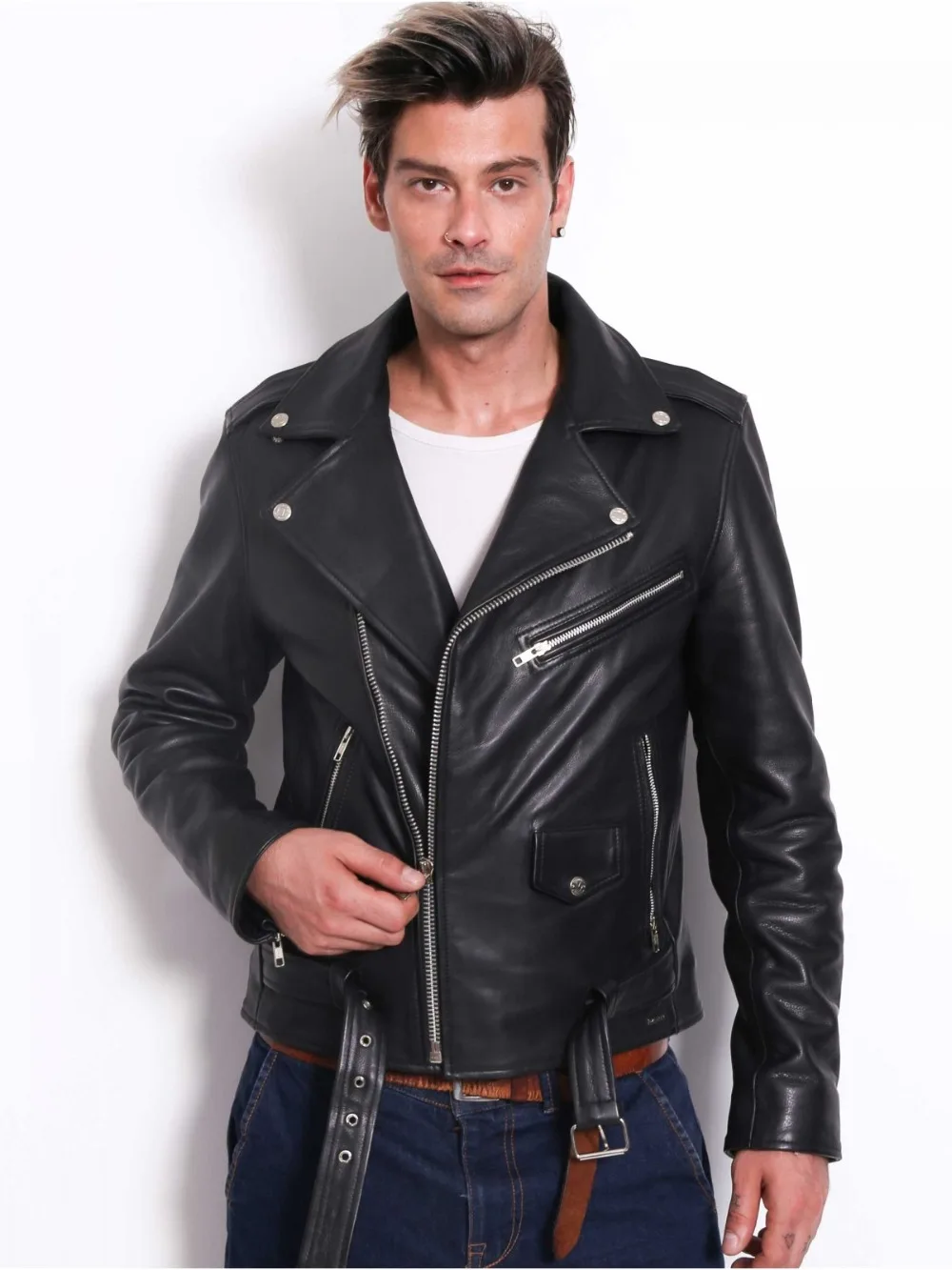 VAINAS European Brand Mens Premium Buffalo Leather jacket for men Winter Real leather Motorcycle jacket Biker jackets Brando vainas european brand mens premium buffalo leather jacket for men winter real leather motorcycle jackets biker jackets sugar