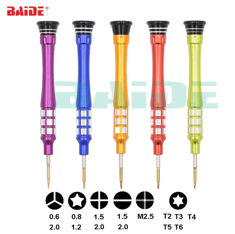 

BAIDE 0.6Y Triwing Driver 1.2 Pentalobe Star P5 T5 T6 PH000 Flathead Precision Metal Screwdriver Key Disassemble Open Tools 200