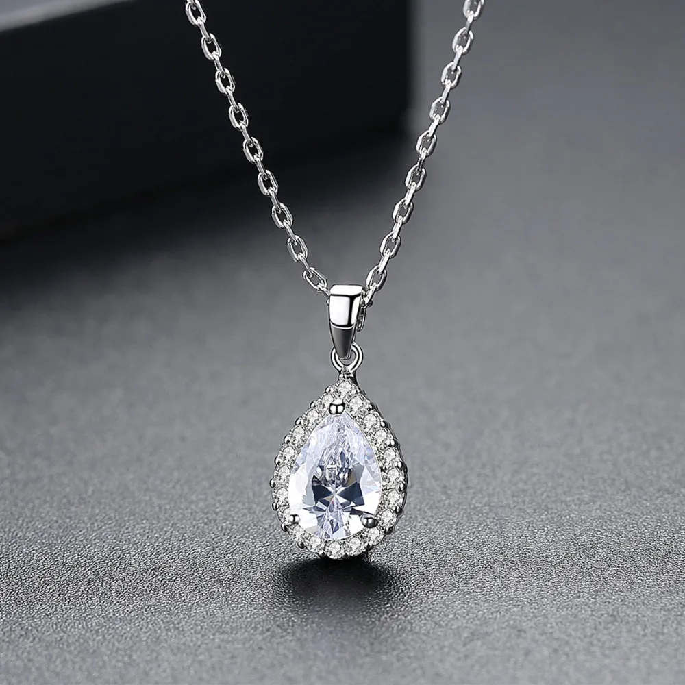 Luoteemi классический европейский Стиль ААА циркония Water Drop Neckalce CZ камень кулон