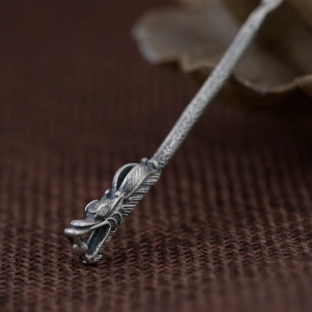 Стерлинговое Серебро 990 пробы dragon Ear pick очиститель Ear pick Earwax CHARM TAG heath A1868