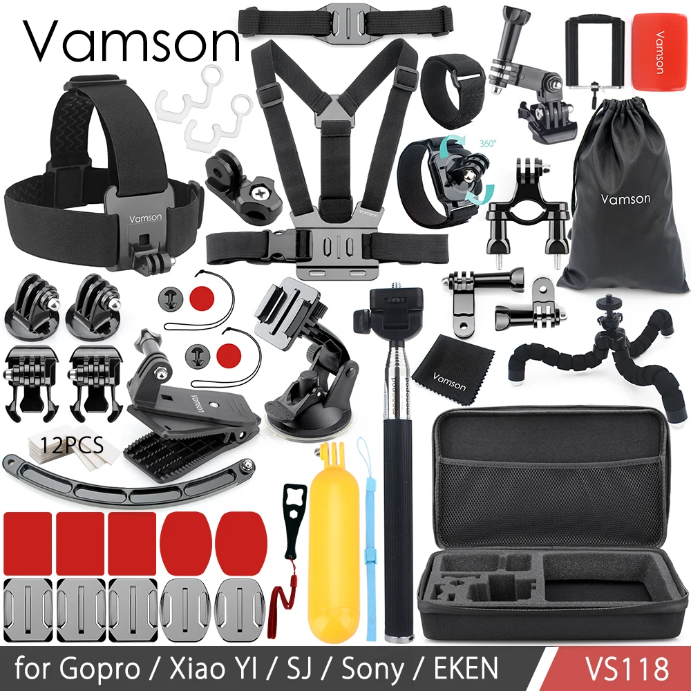 

Vamson Accessories for GoPro Hero 6 5 4 3+ Set Collection Box Floaty Bobber Bag Head Chest Strap for SJ4000 for Xiaomi VS118