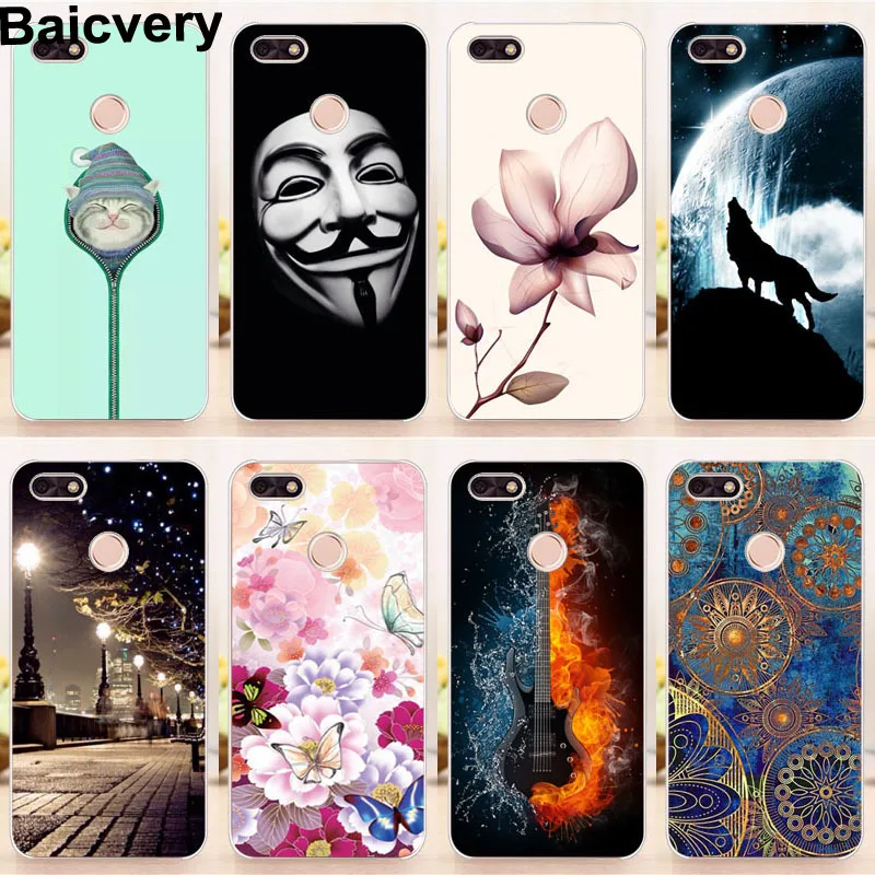 

Soft Silicone Back Cover Case for Huawei Y6 Pro 2017 Case for Huawei P9 Lite Mini Flowers Patterns