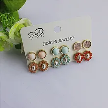 Популярные женские изделия для девочек день рождения красивые красные мятно-зеленого цвета с 6 пар/компл. серьги, чтобы избежать