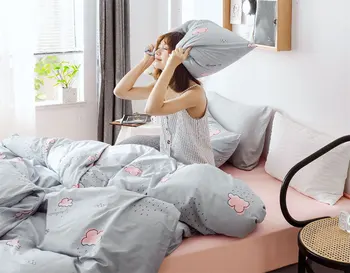 

Cloud rain bedding set teen child,twin full queen cotton cartoon single double home textile bed sheet pillow case duvet cover