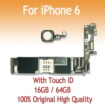 

16GB 64GB 128GB original motherboard for iPhone 6 with fingerprint with Touch ID unlock IOS system logic board 6G