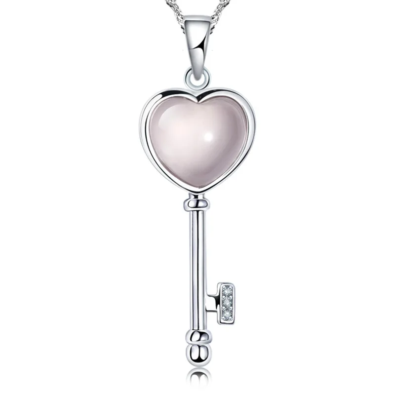 

silver pendant necklace Ms. 2016 new QUARTZ Pink crystal pendant happy key items accessories No distribution chain