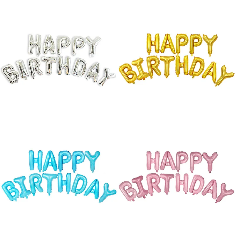 Happy Birthday 16Inch Balloons Gold Silver Pink Blue Color Letters Foil Balloon Baby Shower Birthday Party Decorations Kids