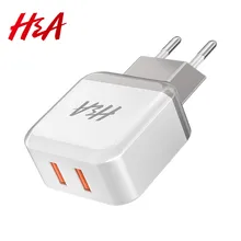 Зарядное устройство H& A с двумя usb-портами, зарядное устройство для мобильного телефона, штепсельная вилка европейского стандарта, дорожное настенное зарядное устройство, адаптер для iPhone, huawei, зарядное устройство для телефона для samsung, Xiaomi