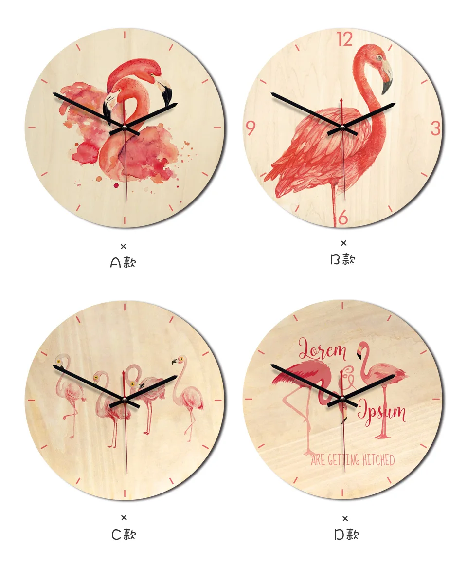 М. Сверкающие 11 дюймов модные настенные часы детская комната декоративные настенные часы Фламинго мультфильм деревянные настенные часы украшение дома