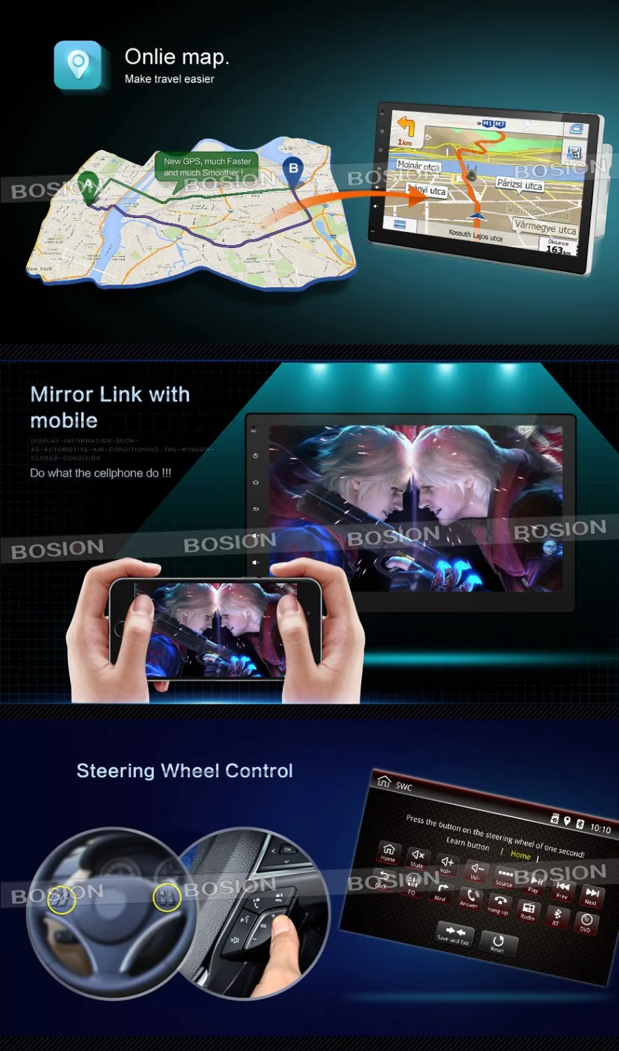 Perfect NEW Android 7.1 Universal 10.1 Inch Car DVD Player Quad Core 1024*600 Stereo Radio Audio Headunit Support DAB+ WIFI Mirror Link 5