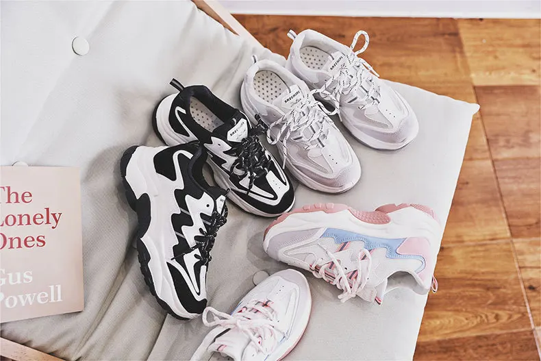 2019 Spring Autumn Shoes Women Platform Shoes Ladies Lace Up Casual Shoe Creepers Harajuku Punk Sneakers Girl Female White Shoes (13)