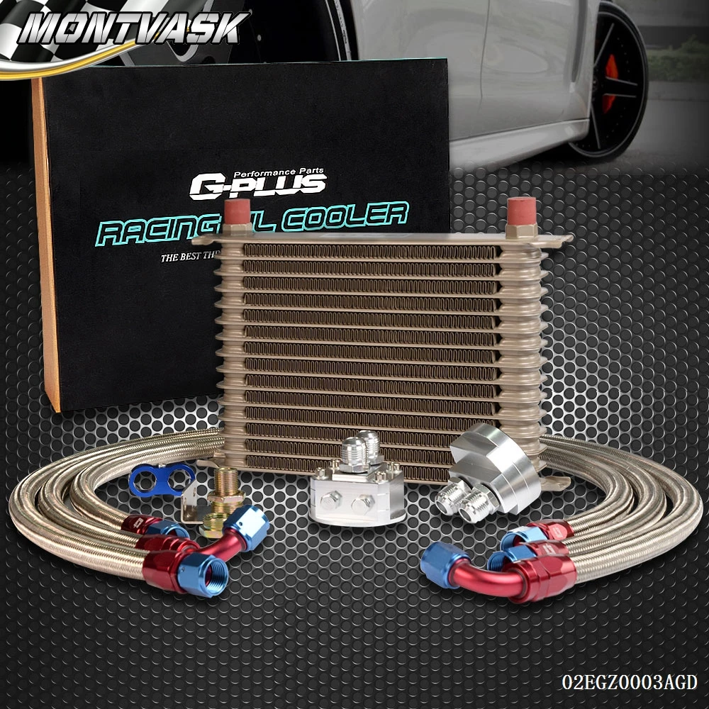 15 Row 10AN Universal Alumium Engine Oil Cooler + Filter Relocation Kit