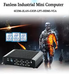 Промышленный Мини компьютер Core i5 4200U i7 4500U с 6COM rs232 rs422 rs485 HDMI VGA GPIO LPT порты для медицинской промышленности
