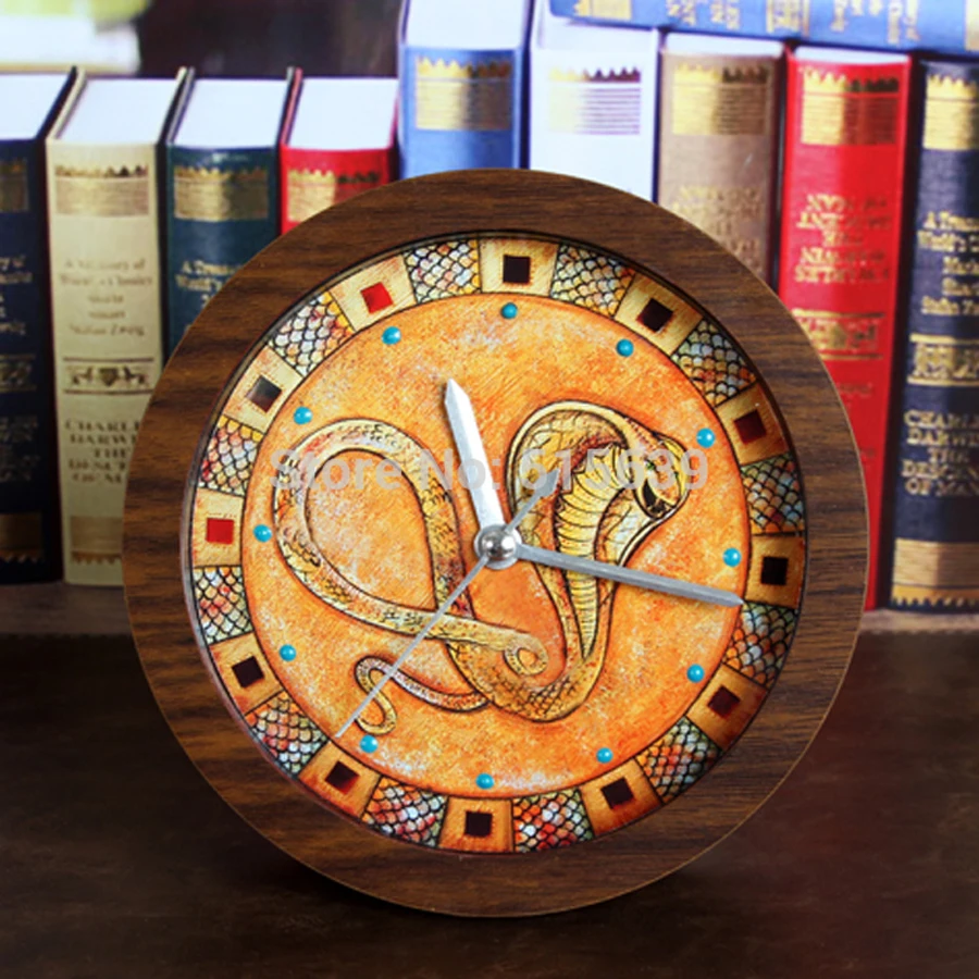 Ancient Egypt India Eye Loafers Alarm Clock Wooden Watches 3d Silent