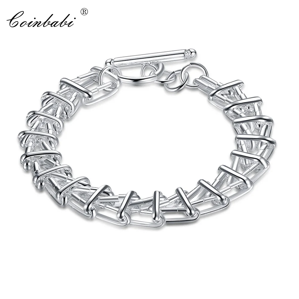 Геометрический браслет, TIF CH TS Cleef трендовый 925 пробы Серебряный для девушек, серебряный браслет с застежкой