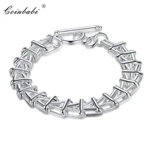 Геометрический браслет, TIF CH TS Cleef трендовый 925 пробы Серебряный для девушек, серебряный браслет с застежкой