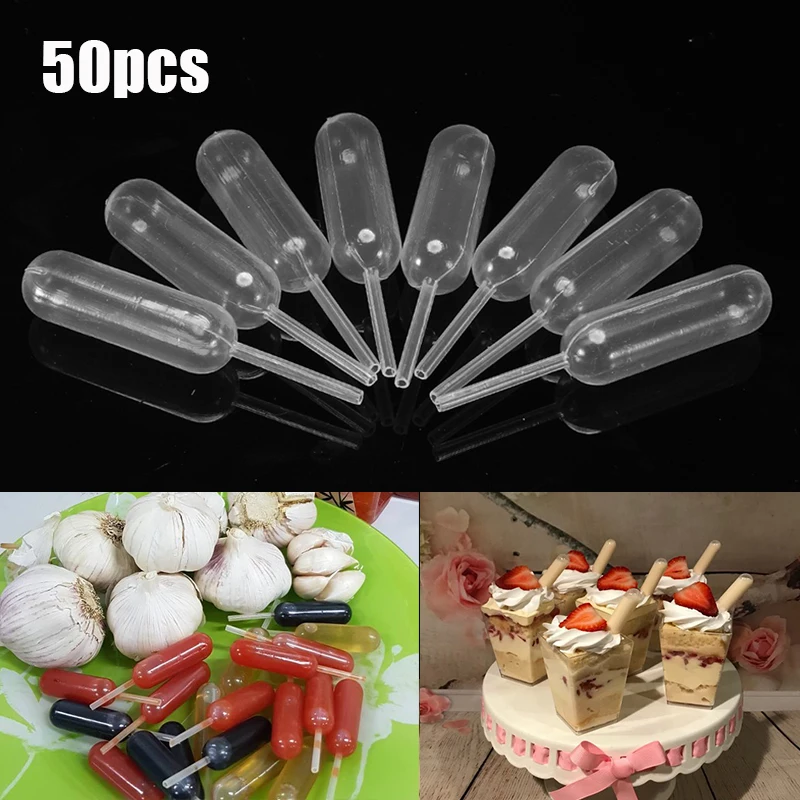 

50/100pcs 4ml Plastic Squeeze Transfer Pipettes Dropper Disposable Pipettes For Ice cream Cake Decorating DIY Making Bakeware