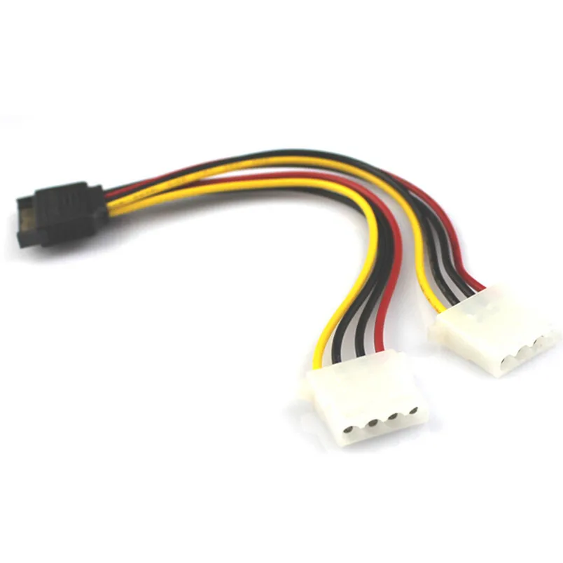 Mosunx 2017 E5 15 Pin SATA Male to 2 Female 4 Molex IDE HDD силовой кабель жесткого диска 100% абсолютно