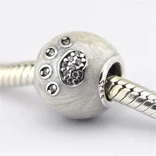 Амулеты с принтом лапы подходит для браслета Pandora из стерлингового серебра 925 пробы прозрачный CZ I Love My Pets Шарм бусины для изготовления ювелирных изделий
