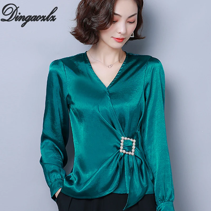 

Dingaozlz 2019 new korean fashion long sleeve chiffon blouse elegant female casual tops women shirt