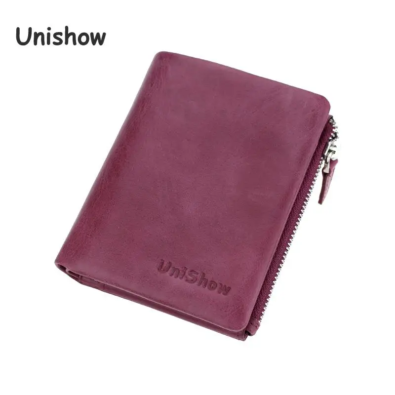 

Unishow Genuine Leather Women Wallet Small Brand Leather women Purse Female Coin Wallet Zipper Women Clutch wallet
