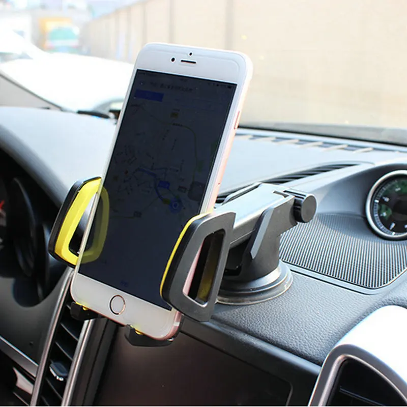 

Car phone holder glass sucker type navigation dashboard 4 color gray, blue, red, yellow