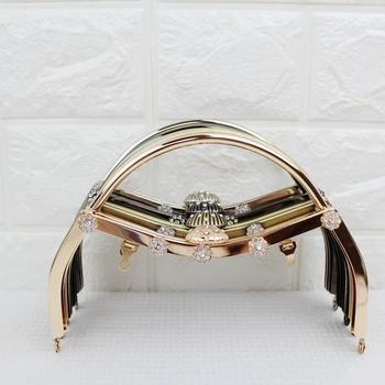 

1 Piece 18 cm Metal Purse Frame DIY Accessories Handbag Clasp With Crystal On Surface Obag Handle Metal Bag Frame Handle