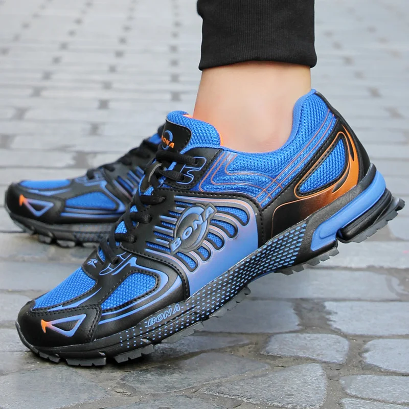 Goedkoop BONA Nieuwe Aankomst Populaire Stijl Mannen Loopschoenen Outdoor Jogging Sneakers Lace Up Mannelijke Sportschoenen Comfortabele Sportschoenen