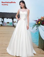 BacklakeGirls 2017 Simple A Line Wedding Dresses Party Satin Court Train Custom Made Bride Dress For Women