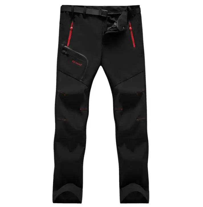 Непромокаемые дышащие быстросохнущие мужские и женские штаны для альпинизма размера плюс, зимние теплые уличные спортивные брюки, ветровка, походные брюки - Цвет: man black