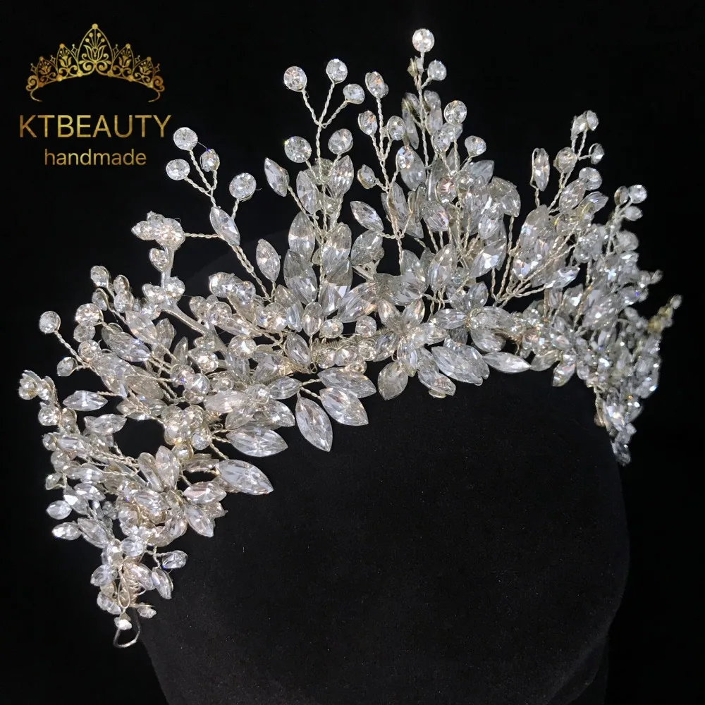 

New Crystal Tiara Bridal Custom Made Hairpin Hairband Royal Headpiece Bridal Wedding Dressing Crown Accessory Women Jewelry