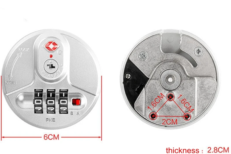 TSA Resettable Round 3 Digit Combination Lock Travel Luggage Suitcase Code Padlock 7
