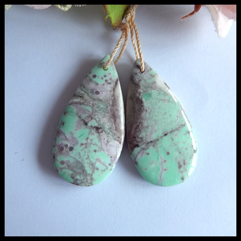 

Wholesale gemstone,Birthday gift,Natural Variscite fashion woman Earring Bead,38x19x5mm,9.7g